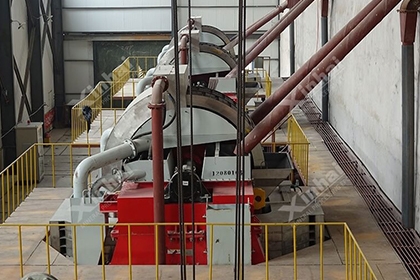 The potash feldspar beneficiation plant in operation.